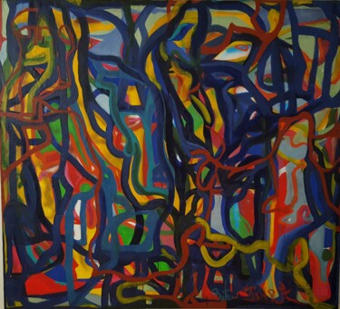 Schilderij getiteld "My brain forest" door Mishra, Origineel Kunstwerk, Olie