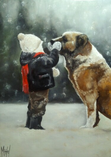 Painting titled "Friendship" by Mishel Alekyan, Original Artwork, Oil