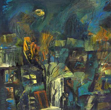 Painting titled "November.Moonlit ni…" by Mishyra Vladimir, Original Artwork, Oil