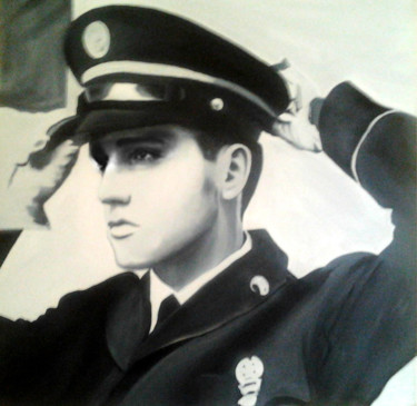 Painting titled "elvis." by Basilovich, Original Artwork, Oil