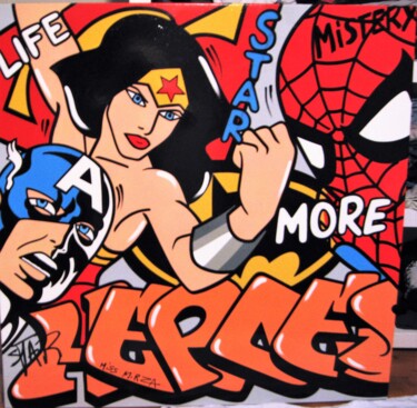 Painting titled "HEROES (chez URBAN…" by Miss Mirza, Original Artwork, Acrylic