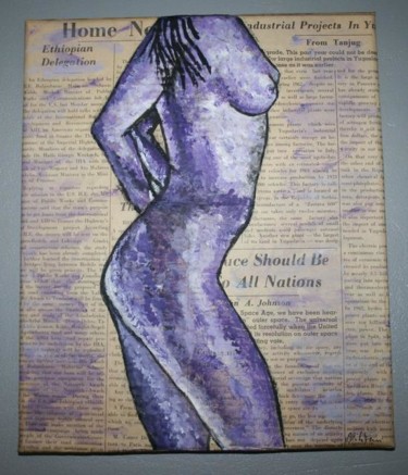 Painting titled "ELLE violette" by Missduval, Original Artwork, Oil