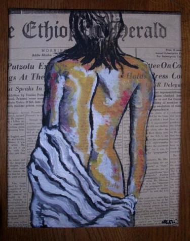 Painting titled "Elle sortie de bain" by Missduval, Original Artwork, Oil