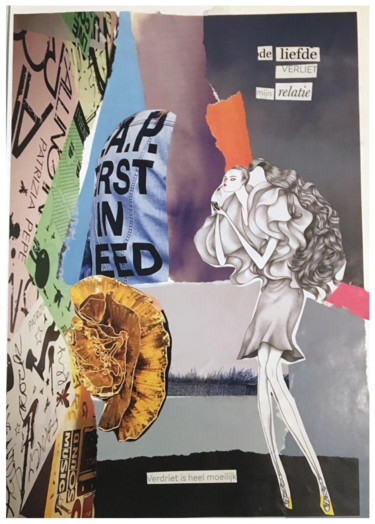 Collages intitulée "de liefde" par Miss Eclectic, Œuvre d'art originale, Papier