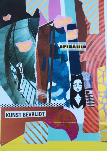 「kunst bevrijdt」というタイトルのコラージュ Miss Eclecticによって, オリジナルのアートワーク, 紙