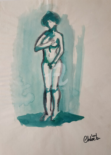 Painting titled "Femme nue" by Missterre Apocalypse, Original Artwork, Ink