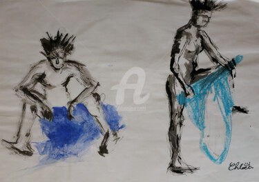 Peinture intitulée "Hommes nus avec acc…" par Missterre Apocalypse, Œuvre d'art originale, Acrylique