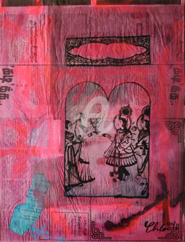 Collages intitulée "Shiva à l'encens pr…" par Missterre Apocalypse, Œuvre d'art originale, Textiles