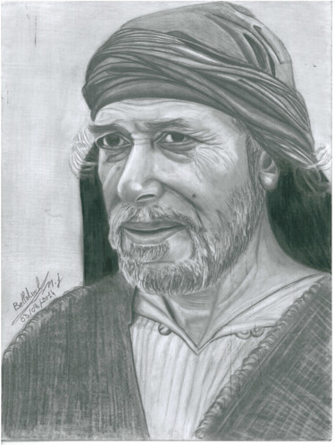 Dessin intitulée "mohammed kaghat" par Mohammed Bellahrech, Œuvre d'art originale, Crayon