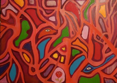 Peinture intitulée "Slang in de schaduw…" par Mister Pi, Œuvre d'art originale, Huile