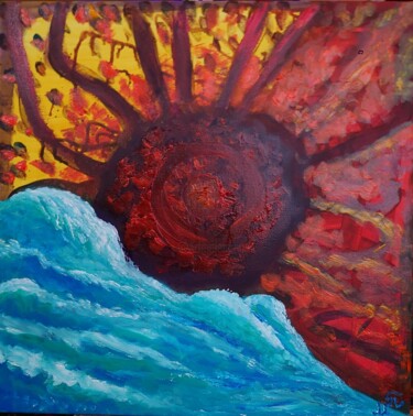 Painting titled "Zwarte zon" by Mister Pi, Original Artwork, Oil