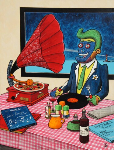 Painting titled "Le gramophone" by Mister Ham, Original Artwork, Acrylic