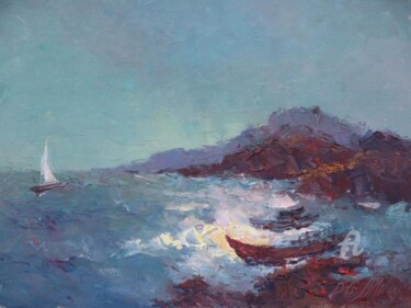 Картина под названием "На волнах и с ветер…" - Ягодка, Подлинное произведение искусства, Масло
