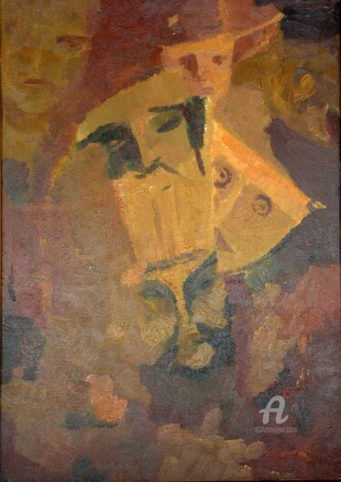 Картина под названием "Безликие" - Ягодка, Подлинное произведение искусства, Масло