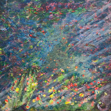 Painting titled "LIGHTS IN THE DEEP" by Mita Riotto, Original Artwork, Oil