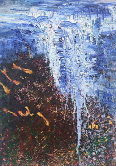 Painting titled "SUBMERGED CAVES" by Mita Riotto, Original Artwork, Acrylic