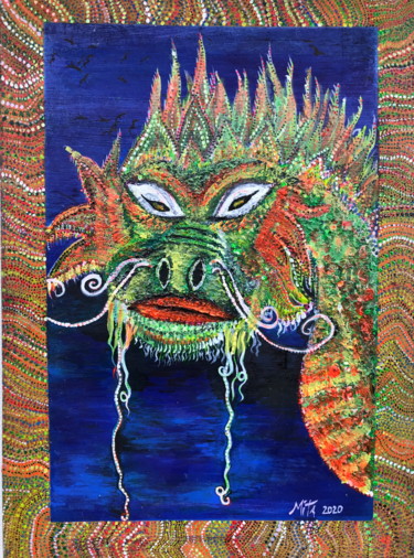 Peinture intitulée "dragon" par Mita Riotto, Œuvre d'art originale, Acrylique