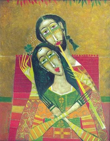Painting titled "Duo" by Peter Mitchev, Original Artwork, Oil
