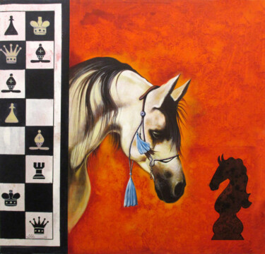 Painting titled "Horse in Chess_05" by Mithu Biswas, Original Artwork, Acrylic