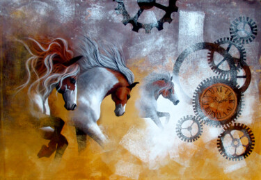 Painting titled "Chasing The Time_05" by Mithu Biswas, Original Artwork, Acrylic