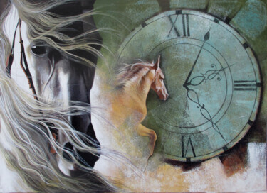 Schilderij getiteld "Chasing The Time_07" door Mithu Biswas, Origineel Kunstwerk, Acryl