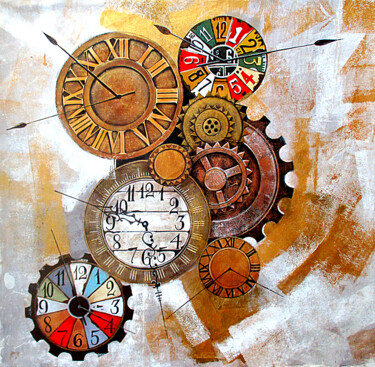 Ζωγραφική με τίτλο "Chasing The Time_09" από Mithu Biswas, Αυθεντικά έργα τέχνης, Ακρυλικό