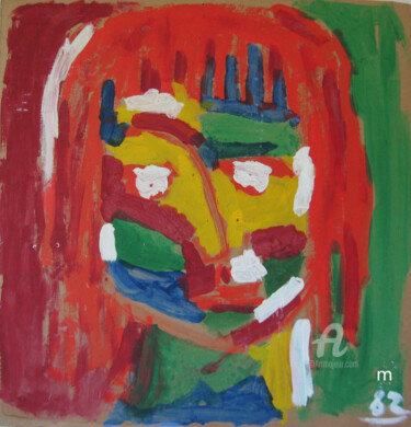 Painting titled "Face Mask 2" by Mi Tina, Original Artwork, Tempera