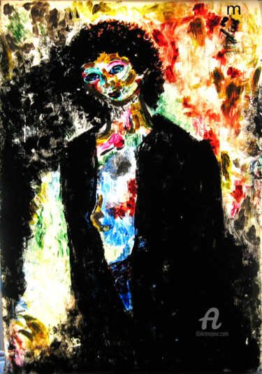 Painting titled "black coat" by Mi Tina, Original Artwork, Acrylic