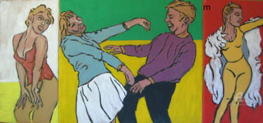 Schilderij getiteld "Dance underpainting…" door Mi Tina, Origineel Kunstwerk, Tempera
