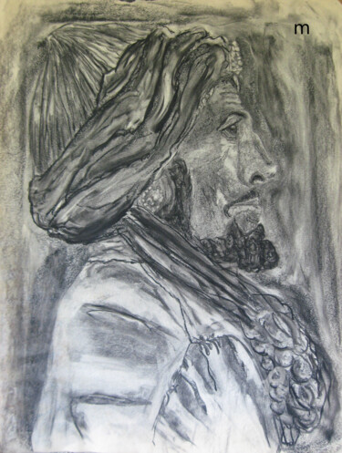 Drawing titled "sikh" by Mi Tina, Original Artwork, Charcoal