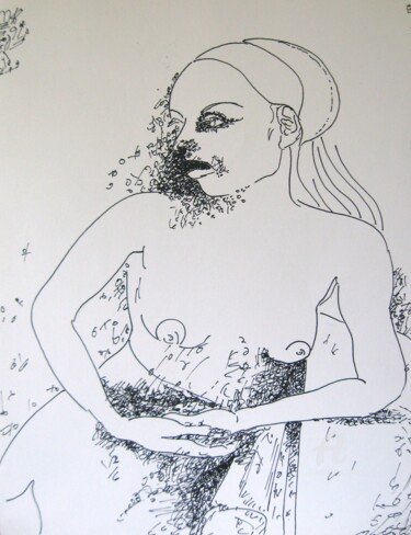 Drawing titled "In Posa" by Mi Tina, Original Artwork, Ink