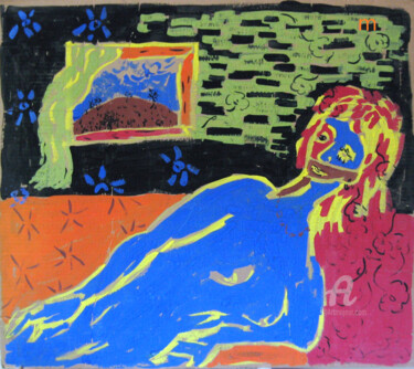 Painting titled "through a window" by Mi Tina, Original Artwork, Tempera