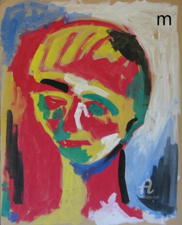 Malerei mit dem Titel "face mask 5" von Mi Tina, Original-Kunstwerk, Tempera