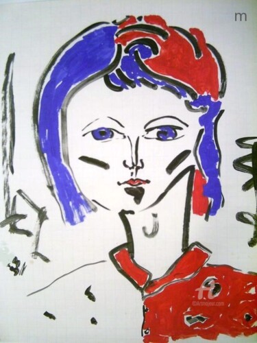 Painting titled "she's a politician" by Mi Tina, Original Artwork, Tempera