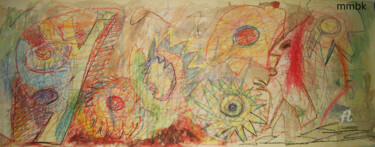 Painting titled "sun zoom spark" by Mi Tina, Original Artwork, Watercolor