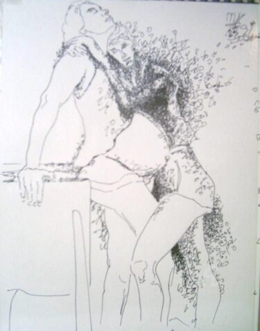 Drawing titled "Birth of Three" by Mi Tina, Original Artwork, Ink