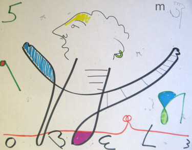 Desenho intitulada "obele' conductor of…" por Mi Tina, Obras de arte originais, Marcador