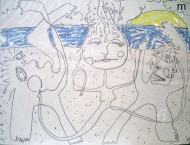 Rysunek zatytułowany „on the beach” autorstwa Mi Tina, Oryginalna praca, Marker