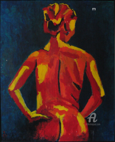 Malarstwo zatytułowany „Orange Nude” autorstwa Mi Tina, Oryginalna praca, Olej