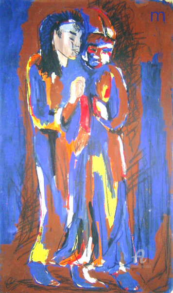 Peinture intitulée "After Gaugain" par Mi Tina, Œuvre d'art originale, Tempera