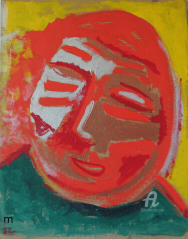 Painting titled "Face Mask" by Mi Tina, Original Artwork, Oil