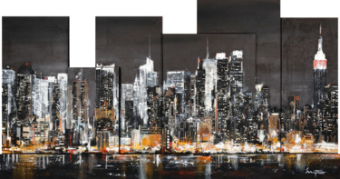 Peinture intitulée ""By Night"" par Mitro, Œuvre d'art originale, Autre