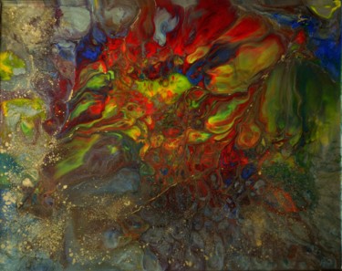Peinture intitulée ""Khepri" - RESINART" par Mitty, Œuvre d'art originale, Pigments Monté sur Châssis en bois