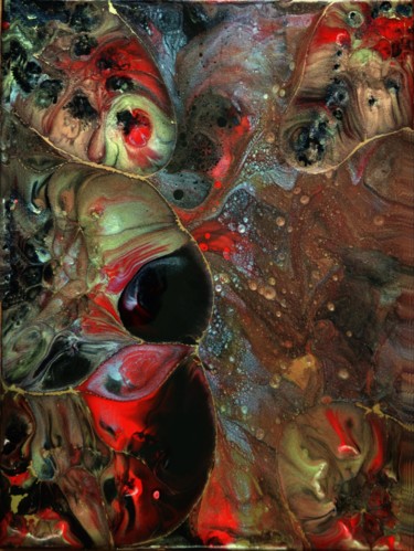 Картина под названием ""Luna" - RESINART" - Mitty, Подлинное произведение искусства, Пигменты Установлен на Деревянная рама…