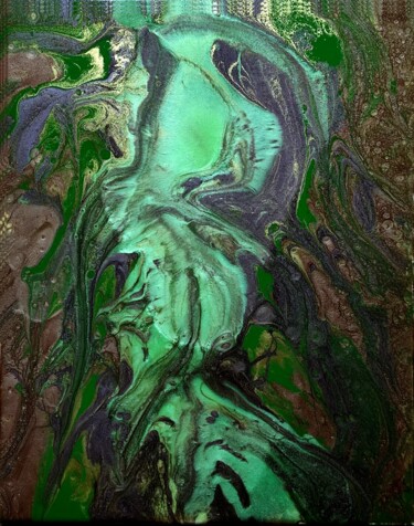 Painting titled ""Morrigan"" by Mitty, Original Artwork, Pigments Mounted on Wood Stretcher frame