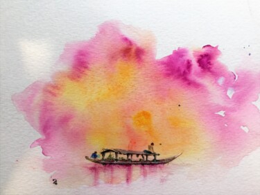 Painting titled "Dawn" by Miya Atk, Original Artwork, Watercolor