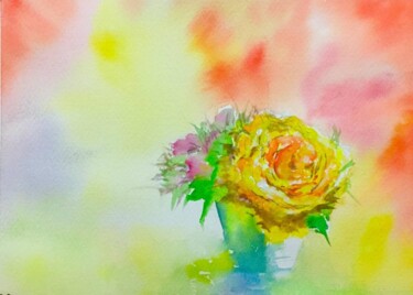 Painting titled "Floral" by Miya Atk, Original Artwork, Watercolor