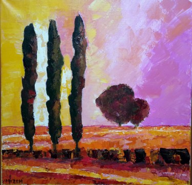 Painting titled "CYPRÈS  40x40 encad…" by Mizem, Original Artwork, Acrylic