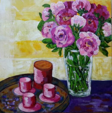 Peinture intitulée "La vie en rose 50x50" par Mizem, Œuvre d'art originale, Acrylique