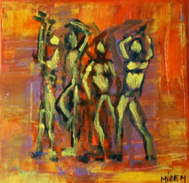 Painting titled "LA DANSE 20x20" by Mizem, Original Artwork, Acrylic